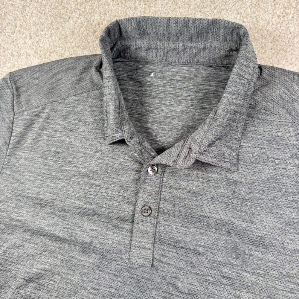 TravisMathew‎ Polo Shirt Mens L Grey Heathered Performance Golf Short Sleeve